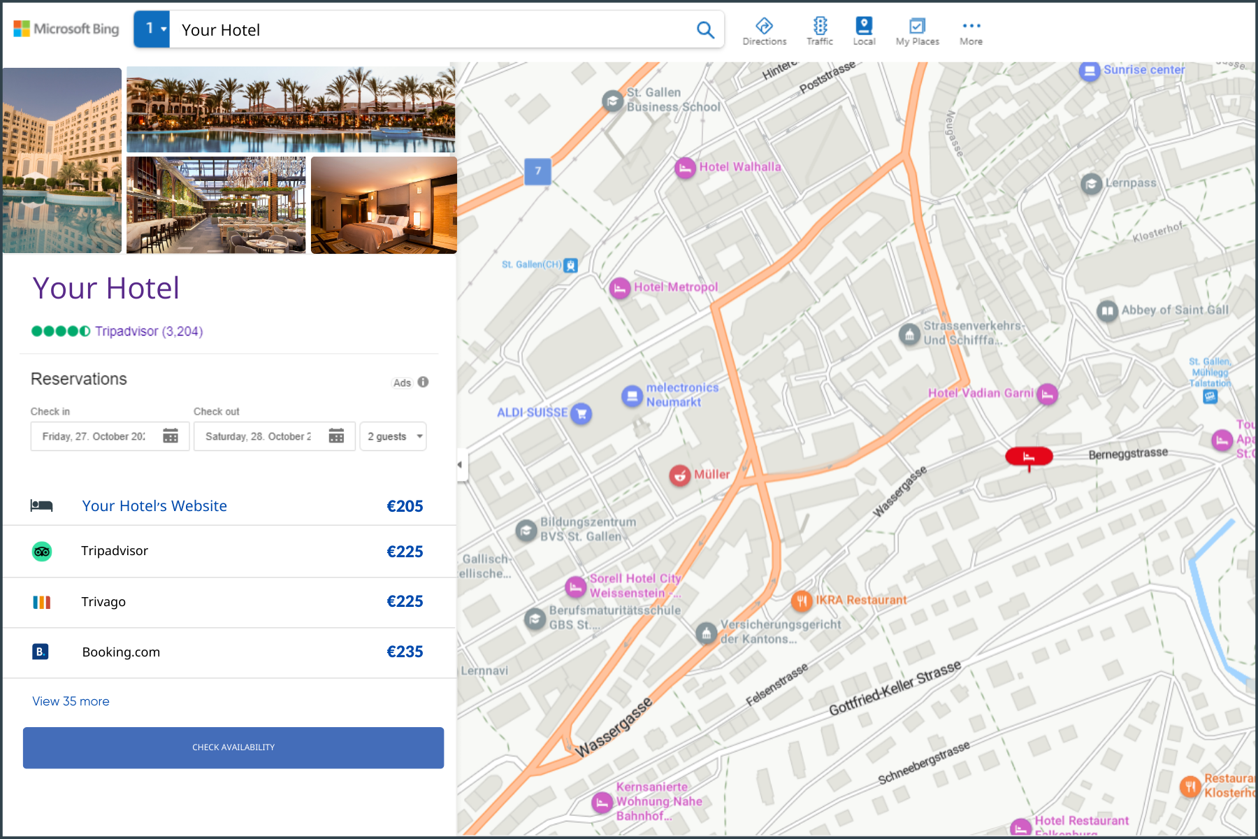 Bing Maps Hotel Search