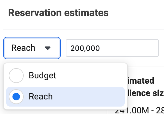 Reservation Estimates on Budget and Reach