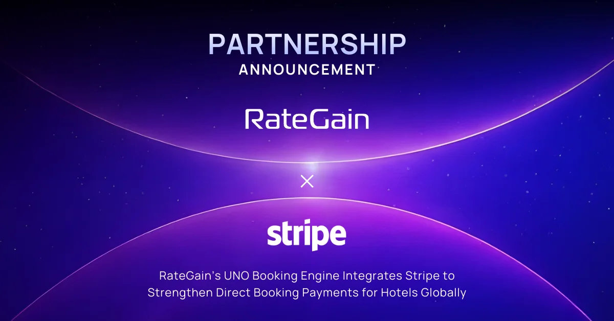 RateGain’s UNO booking engine integrates with Stripe payment method
